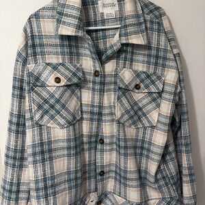 Boston Traders Green and Cream Plaid Shirt